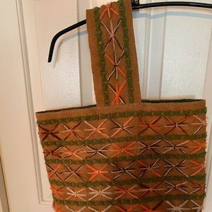 Burlap and Yarn Tote